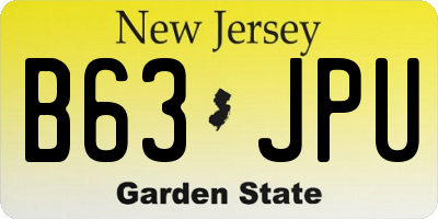 NJ license plate B63JPU