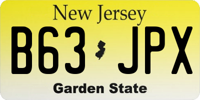 NJ license plate B63JPX