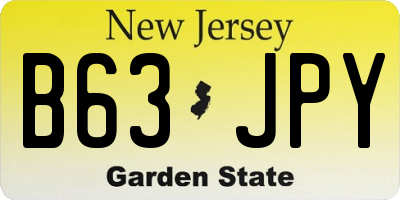 NJ license plate B63JPY