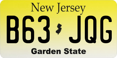 NJ license plate B63JQG