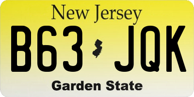NJ license plate B63JQK