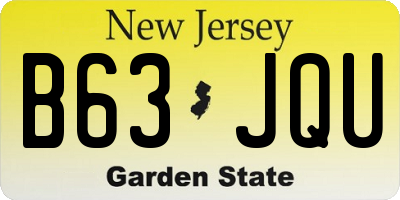 NJ license plate B63JQU