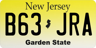 NJ license plate B63JRA