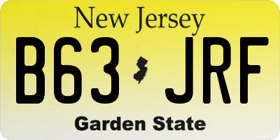 NJ license plate B63JRF
