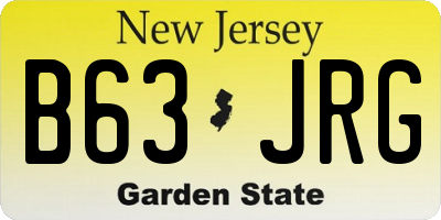 NJ license plate B63JRG