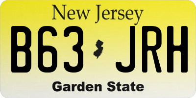 NJ license plate B63JRH