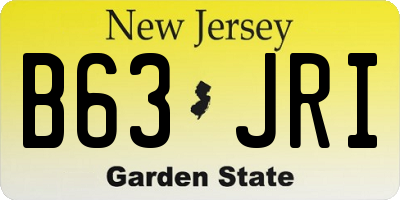 NJ license plate B63JRI