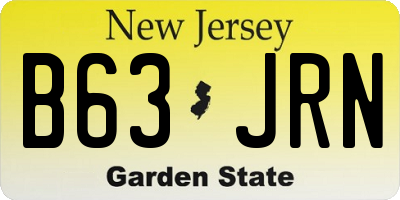 NJ license plate B63JRN