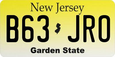 NJ license plate B63JRO