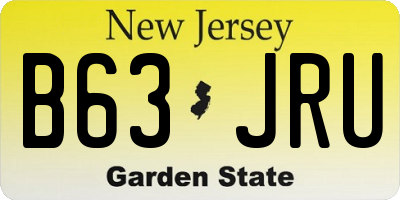 NJ license plate B63JRU