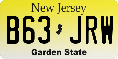 NJ license plate B63JRW