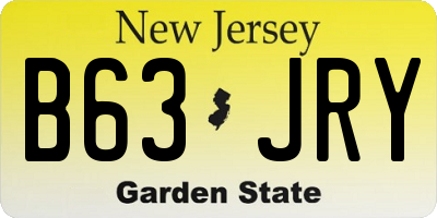 NJ license plate B63JRY