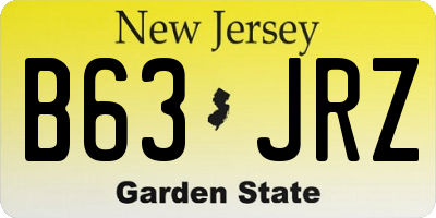 NJ license plate B63JRZ