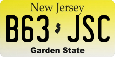 NJ license plate B63JSC