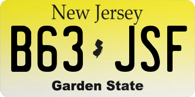 NJ license plate B63JSF