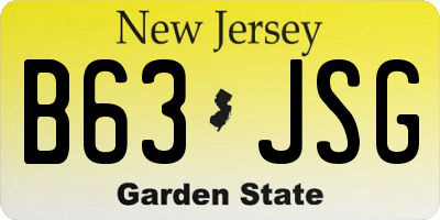 NJ license plate B63JSG