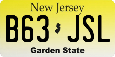 NJ license plate B63JSL