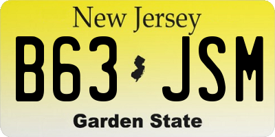 NJ license plate B63JSM