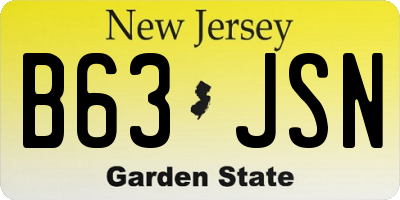 NJ license plate B63JSN