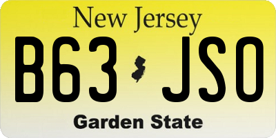 NJ license plate B63JSO