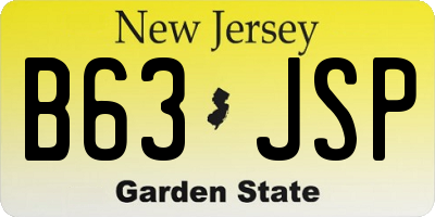 NJ license plate B63JSP