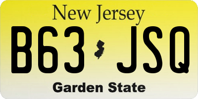 NJ license plate B63JSQ
