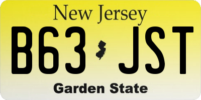 NJ license plate B63JST
