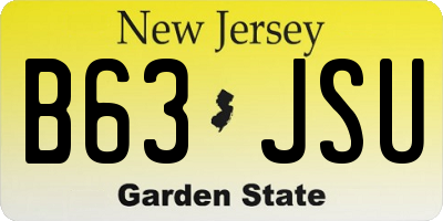 NJ license plate B63JSU
