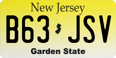 NJ license plate B63JSV