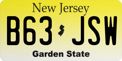 NJ license plate B63JSW