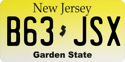 NJ license plate B63JSX