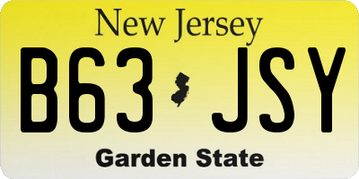 NJ license plate B63JSY
