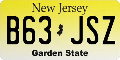 NJ license plate B63JSZ