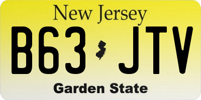 NJ license plate B63JTV