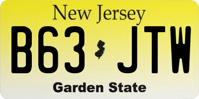NJ license plate B63JTW