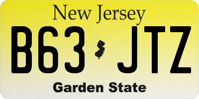 NJ license plate B63JTZ