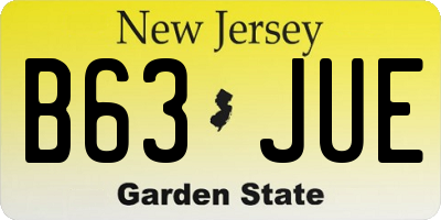 NJ license plate B63JUE