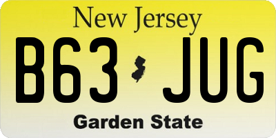 NJ license plate B63JUG