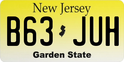NJ license plate B63JUH