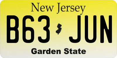 NJ license plate B63JUN