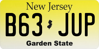 NJ license plate B63JUP
