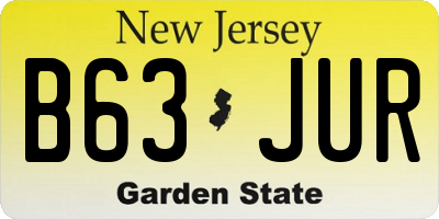 NJ license plate B63JUR