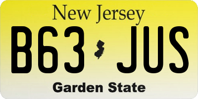 NJ license plate B63JUS