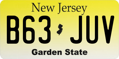 NJ license plate B63JUV