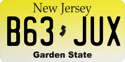 NJ license plate B63JUX