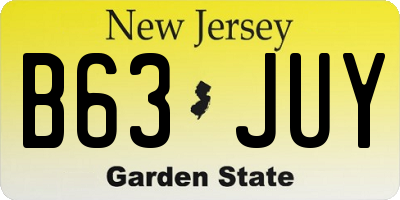 NJ license plate B63JUY