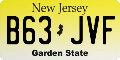 NJ license plate B63JVF