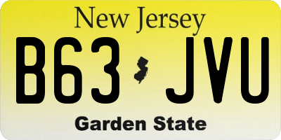 NJ license plate B63JVU
