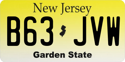 NJ license plate B63JVW
