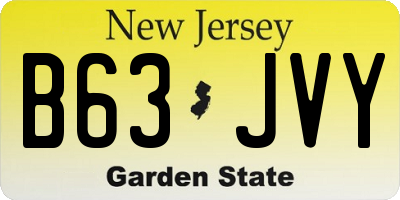 NJ license plate B63JVY